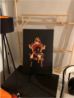 Kanvaspera Vintage Taht Kanvas Tablo – Siyah Gold Dekoratif Modern Duvar Tablosu – Salon ve Ofis Dekoru