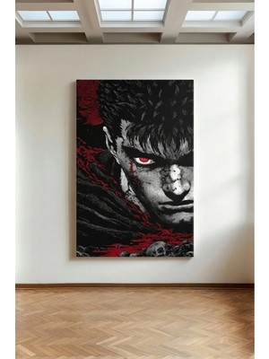 Kanvaspera Berserk Guts Anime - Kanvas Tablo - Siyah Kırmızı, Modern Manga Art Duvar Dekoru