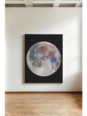 Kanvaspera Ay, Moon - Kanvas Tablo - Uzay, Gök Cisimleri Retro Modern Duvar Dekoru