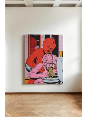 Kanvaspera Beyin ve Kalp - Kanvas Tablo - Absürt, Modern Psikoloji ve Pop Art Tarzı Duvar Dekoru