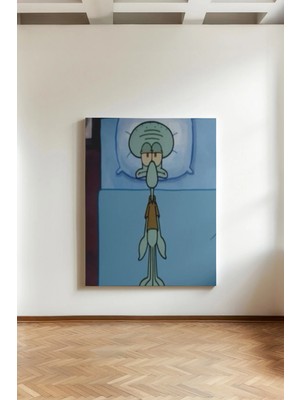 Kanvaspera Squidward Sabah Depresyonu - Kanvas Tablo - Ironi ve Güncel Ruh Hali Temalı Duvar Dekoru