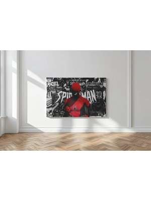Kanvaspera Örümcek Adam Spider-Man - Kanvas Tablo - Kırmızı Siyah, Marvel Modern Sanat Genç Odası Duvar Dekoru