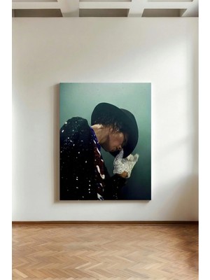 Kanvaspera Michael Jackson Ikonik Poz - Kanvas Tablo - Siyah Yeşil, Retro Modern Müzik Duvar Dekoru