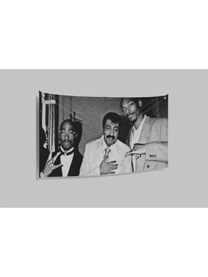 Kanvaspera Müslüm Gürses 2pac Snoop Dogg - Duvar Örtüsü - Siyah Beyaz, Nostaljik Rap Iç Dış Mekan Duvar Dekoru