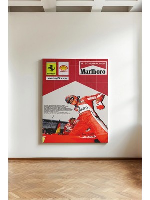 Kanvaspera Michael Schumacher - Kanvas Tablo - F1 Retro Yarış Duvar Dekoru