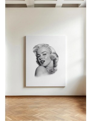 Kanvaspera Marilyn Monroe Portresi - Kanvas Tablo - Siyah Beyaz, Retro Vintage Duvar Dekoru
