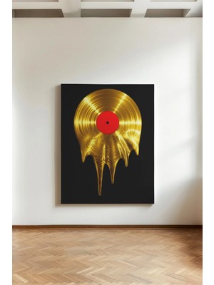 Kanvaspera Eriyen Altın Plak - Kanvas Tablo - Siyah Gold, Modern Müzik ve Sanat Duvar Dekoru
