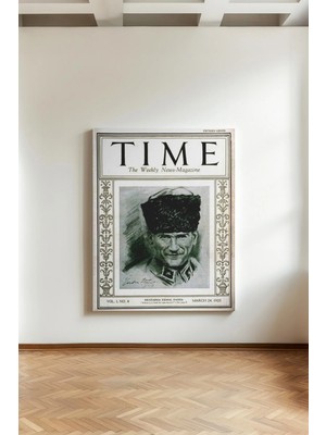 Kanvaspera Time Kapaklı Atatürk Portresi - Kanvas Tablo - 1923 Tarihli, Tarihi ve Koleksiyonluk Duvar Dekoru