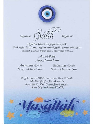 50 Adet Polen Sünnet Davetiyesi 30427 - Beyaz Zarflı