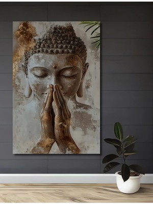 Alpkan Buddha Yağlı Boya Görünümlü Ahşap Dekoratif Ev,antre,salon,ofis,mutfak,yatak Odası Tablo