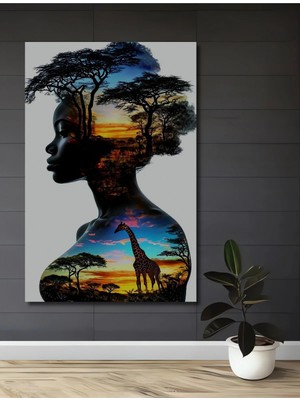 Alpkan Afrika Rüyası Yağlı Boya Görünümlü Ahşap Dekoratif Ev,antre,salon,ofis,mutfak,yatak Odası Tablo