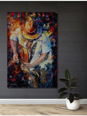 Alpkan Gitar Çalan Adam Yağlı Boya Görünümlü Ahşap Dekoratif Ev,antre,salon,ofis,mutfak,yatak Odası Tablo
