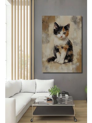 Alpkan Canlı Renkler Kedi Yağlı Boya Görünümlü Dekoratif Ahşap Ev,antre,salon,ofis,mutfak,yatak Odası Tablo