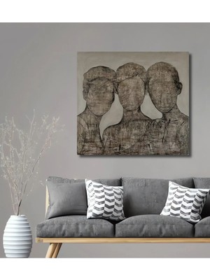 Alpkan Üç Kadın Portresi Yağlı Boya Görünümlü Soyut Sanat Ahşap Dekoratif Ev,antre,salon,ofis,mutfak Tablo