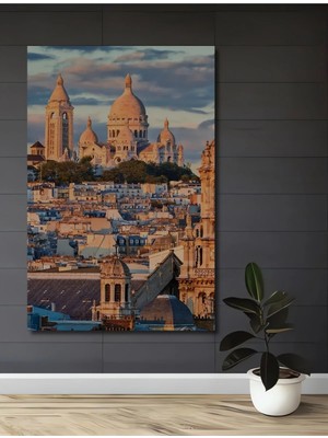Alpkan Paris Sacré-Cœur Katedrali Yağlı Boya Görünümlü Ahşap Dekoratif Ev,antre,salon,ofis,mutfak Tablo