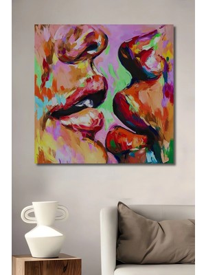 Alpkan Dudakların Dansı Yağlı Boya Görünümlü Modern Sanat Ahşap Dekoratif Ev,antre,salon,ofis,mutfak Tablo