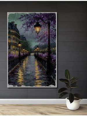 Alpkan Paris Yağmurlu Gece Köprü Dekoratif Ahşap Ev,antre,salon,ofis,mutfak,yatak Odası Tablo