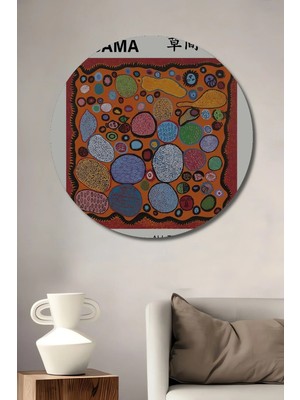 Alpkan Yayoi Kusama Renkli Soyut Sanat Dekoratif Ahşap Mdf Tablo Yuvarlak Tablo