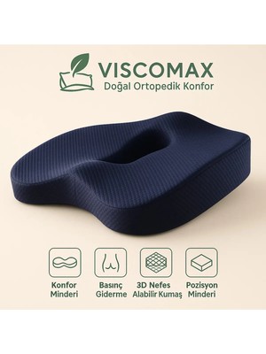 Viscomax Ortopedik Oturma Simidi Koltuk Minderi Visko Kuyruk Sokumu Yastığı