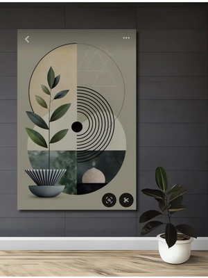 Alpkan Minimalist Yaprak Desenli Geometrik Soyut Sanat Ahşap Dekoratif Ev,antre,salon,ofis,mutfak Tablo
