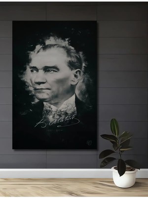Alpkan Gazi Mustafa Kemal Atatürk Imza ve Tarih Ahşap Dekoratif Ev,antre,ofis,mutfak,yatak Odası Tablo
