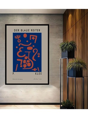 Alpkan Dekoratif Ahşap Dikdörtgen Tablo Paul Klee Soyut Sanat Çerçeve Görünümlü