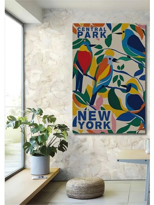 Alpkan Central Park New York Kuşları Dekoratif Ahşap Mdf Tablo Dikdörtgen Tablo