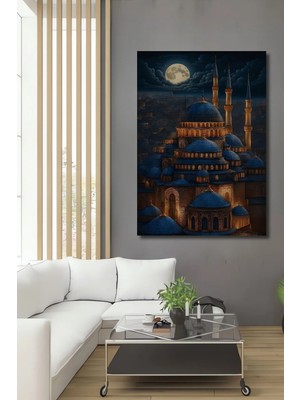 Alpkan Gece Işığında Ayasofya Camii Ahşap Mdf Dekoratif Tablo Dikdörtgen Tablo