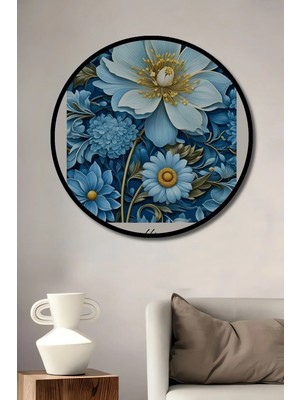 Alpkan Dekoratif Ahşap Yuvarlak Çerçeve Görünümlü Tablo William Morris Çiçekleri