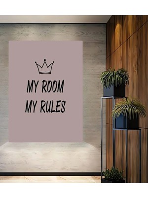 Alpkan Taç Tasarımlı My Room My Rules Dekoratif Ahşap Mdf Tablo Dikdörtgen Tablo