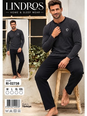 Lindros Çizgili Düğmeli Erkek Pijama Takımı