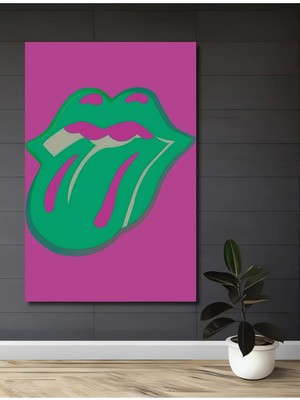 Alpkan Rolling Stones Ilhamı Renkli Dekoratif Ahşap Mdf Tablo Dikdörtgen Tablo