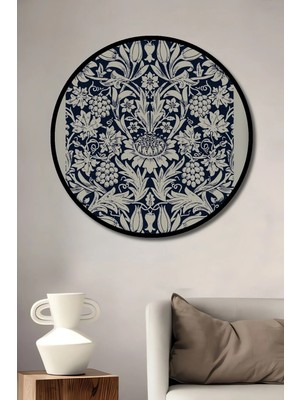 Alpkan Dekoratif Ahşap Yuvarlak Çerçeve Görünümlü Tablo William Morris Desenleri