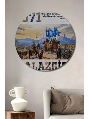 Alpkan 1071 Malazgirt Meydan Muharebesi Ahşap Mdf Dekoratif Tablo Yuvarlak Tablo