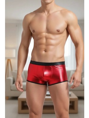 Hace Bazaar Erkek Kırmızı Deri Görünümlü Boxer Iç Çamaşırı -Hcb