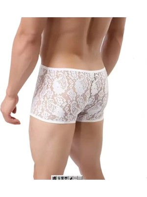 Hace Bazaar Erkek Beyaz Dantelli Boxer Iç Çamaşırı -Hcb