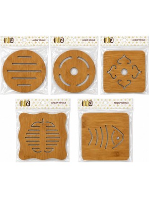 Akıllı Bayi KARE=16.4X16.4CM - Yuvarlak:16.4cm Mıx Desen Bambu - Ahşap Nihale - Herhangi Bir Model Gönderilir
