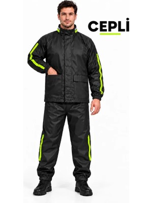Ayessa Erkek Motorcu Yağmurluk Su Gecirmez Cepli Yağmurluk Takım