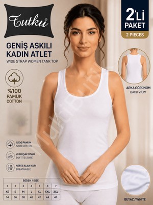 Tutku Geniş Askılı Kadın Atlet 2’li Paket – Beyaz 3xl