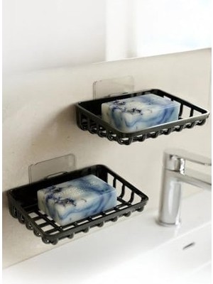 2 Adet Duvara Yapıştırılabilir Plastik Katı Sabunluk Kalıp Sabunluk Delme Gerektirmez Yapışkanlı Duş Banyo Lavabo Sabunluğu