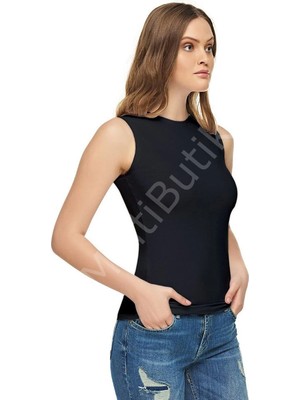 Tutku Elit %100 Pamuk Bayan Sıfır Kol Body – Siyah Xl