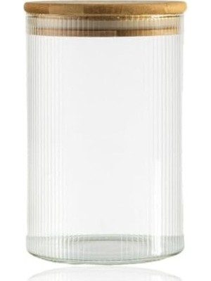Bambu Kapak, Cam Kavanoz, Kare Kavanoz, 200 ml Kavanoz, Sızdırmaz Kapak, Baharat Kavanozu, Gıda Saklama, Mutfak Düzenleyici, Çizgili Cam