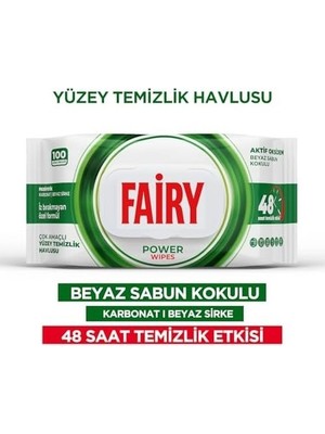 Çok Amaçlı Yüzey Temizlik Havlusu 100 Yaprak | Beyaz Sabun | Beyaz Sirke & Karbonat | 48 Saat Temizlik Etkili | Iz Bırakmayan Formül