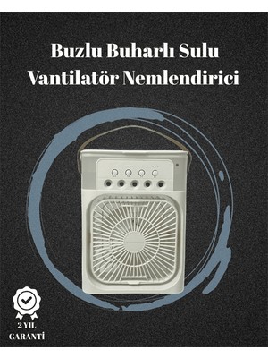 USB Bağlantılı 3'ü 1 Arada Nemlendirici Mini Klima Fan | 7 Renk Işıklı