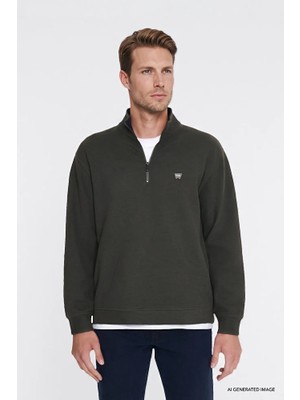 Wrangler Pamuklu Selanik Regular Fit Normal Kesim Fermuarlı Dik Yaka Sweatshirt