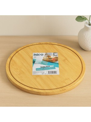 Yuvarlak 29.7 cm Bambu Döner Sunum Tepsisi (360°)