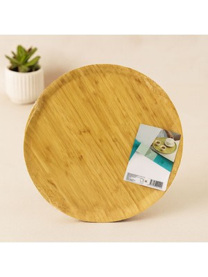 38 cm Yuvarlak Bambu Servis Tepsisi Sunum Tahtası