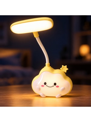 Coverzone Bulut Şarjlı LED Masa Lambası Çocuk Odası Gece Lambası Renkli Işıklı Esnek Boyunlu USB Masaüstü Aydınlatma, CS327