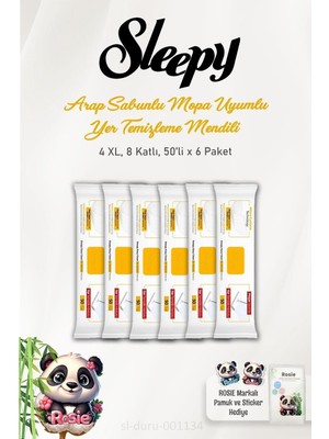6'lı Arap Sabunu Katkılı Mopa Uyumlu 4 Xlarge Yer Temizlik Havlusu 50 Yaprak ve Rosıe Pamuk