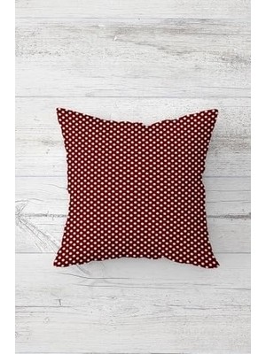 Pelangi Geometrik Mozaik Desenli Gizli Fermuarlı Kırlent Kılıfı Koltuk Yastık Kılıfı TAKIM(4ADET), Bordo-Sarı 45 x 45